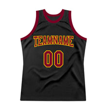 Load image into Gallery viewer, Custom Black Maroon-Gold Authentic Throwback Basketball Jersey
