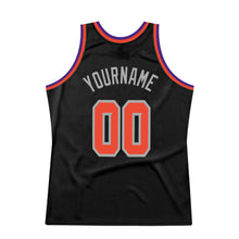 Load image into Gallery viewer, Custom Black Orange-Silver Gray Authentic Throwback Basketball Jersey
