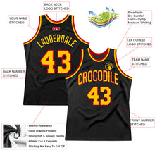 Load image into Gallery viewer, Custom Black Gold-Red Authentic Throwback Basketball Jersey
