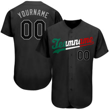 Load image into Gallery viewer, Custom Black Black-Kelly Green Authentic Baseball Jersey
