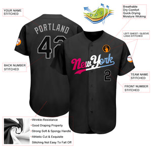 Custom Black Black-Pink Authentic Baseball Jersey
