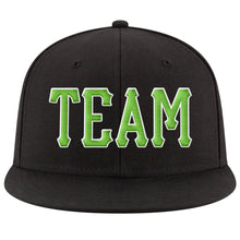 Load image into Gallery viewer, Custom Black Neon Green-White Stitched Adjustable Snapback Hat
