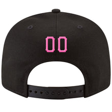 Load image into Gallery viewer, Custom Black Pink-Powder Blue Stitched Adjustable Snapback Hat
