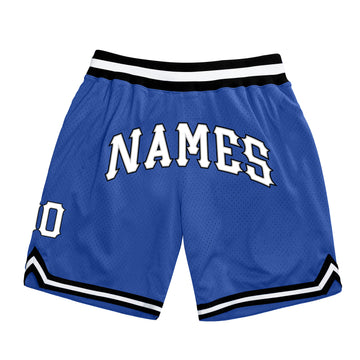 Custom Blue White-Black Authentic Throwback Basketball Shorts