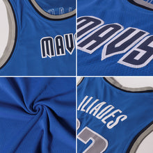 Load image into Gallery viewer, Custom Blue Silver Gray-Navy Authentic Throwback Basketball Jersey
