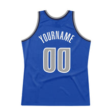 Load image into Gallery viewer, Custom Blue Silver Gray-Navy Authentic Throwback Basketball Jersey
