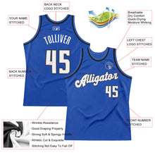 Load image into Gallery viewer, Custom Blue White-Black Authentic Throwback Basketball Jersey
