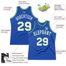 Load image into Gallery viewer, Custom Blue White-Kelly Green Authentic Throwback Basketball Jersey
