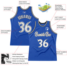 Load image into Gallery viewer, Custom Blue White-Black Authentic Throwback Basketball Jersey
