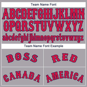 Custom Gray Red-Navy Baseball Jersey