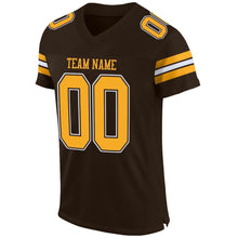 Load image into Gallery viewer, Custom Brown Gold-White Mesh Authentic Football Jersey
