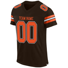 Load image into Gallery viewer, Custom Brown Orange-White Mesh Authentic Football Jersey
