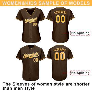 Custom Brown Gold-White Authentic Baseball Jersey