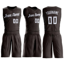 Load image into Gallery viewer, Custom Brown White Round Neck Suit Basketball Jersey
