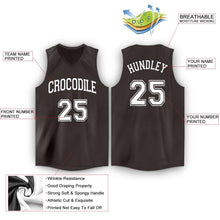 Load image into Gallery viewer, Custom Brown White V-Neck Basketball Jersey
