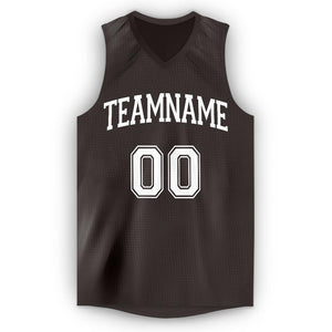 Custom Brown White V-Neck Basketball Jersey