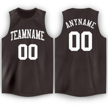 Custom Brown White Round Neck Basketball Jersey