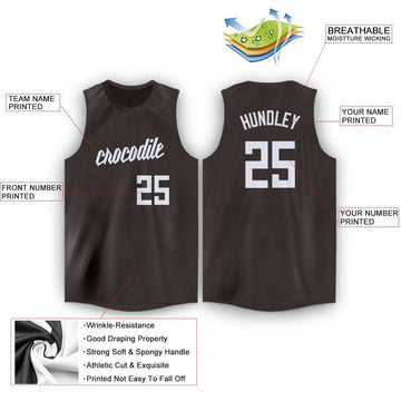 Custom Brown White Round Neck Basketball Jersey