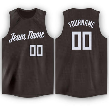 Custom Brown White Round Neck Basketball Jersey