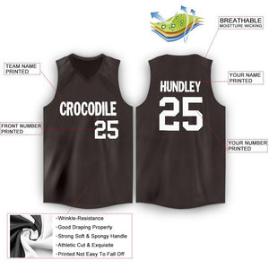 Custom Brown White V-Neck Basketball Jersey