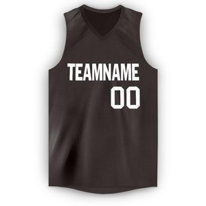 Custom Brown White V-Neck Basketball Jersey