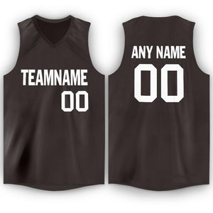 Custom Brown White V-Neck Basketball Jersey