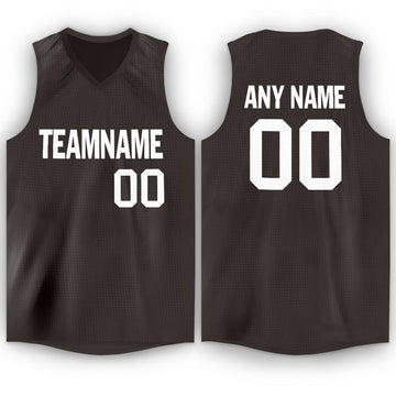 Custom Brown White V-Neck Basketball Jersey