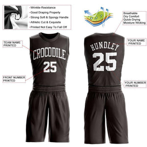 Custom Brown White Round Neck Suit Basketball Jersey