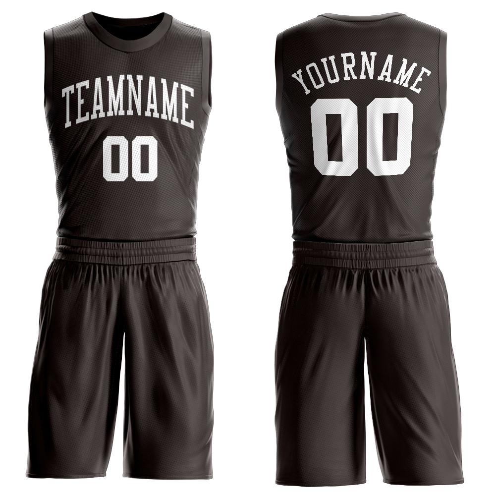 Custom Brown White Round Neck Suit Basketball Jersey