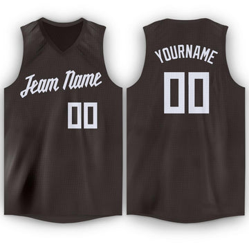 Custom Brown White V-Neck Basketball Jersey