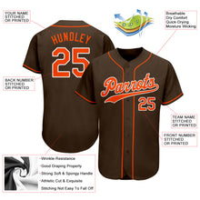 Load image into Gallery viewer, Custom Brown Orange-White Authentic Baseball Jersey
