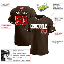 Load image into Gallery viewer, Custom Brown Red-Cream Authentic American Flag Fashion Baseball Jersey
