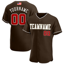 Load image into Gallery viewer, Custom Brown Red-Cream Authentic American Flag Fashion Baseball Jersey
