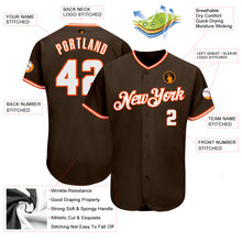 Load image into Gallery viewer, Custom Brown White-Orange Authentic Baseball Jersey
