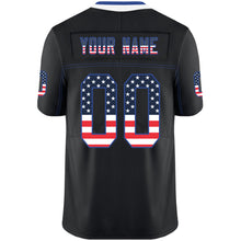 Load image into Gallery viewer, Custom Lights Out Black Royal-White USA Flag Fashion Football Jersey
