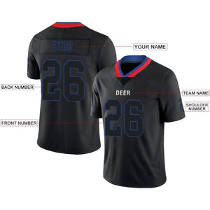 Custom Lights Out Black Royal-Red Football Jersey