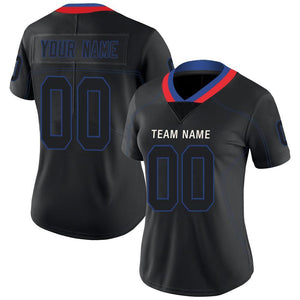 Custom Lights Out Black Royal-Red Football Jersey