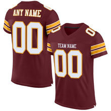 Load image into Gallery viewer, Custom Burgundy White-Gold Mesh Authentic Football Jersey
