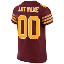 Load image into Gallery viewer, Custom Burgundy Gold-White Mesh Authentic Football Jersey
