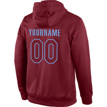 Load image into Gallery viewer, Custom Stitched Burgundy Burgundy-Light Blue Sports Pullover Sweatshirt Hoodie

