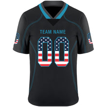 Load image into Gallery viewer, Custom Lights Out Black Panther Blue-Gray USA Flag Fashion Football Jersey
