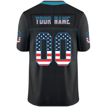 Load image into Gallery viewer, Custom Lights Out Black Panther Blue-Gray USA Flag Fashion Football Jersey
