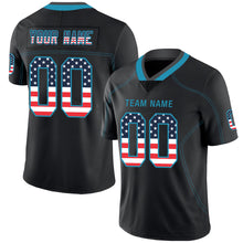 Load image into Gallery viewer, Custom Lights Out Black Panther Blue-Gray USA Flag Fashion Football Jersey
