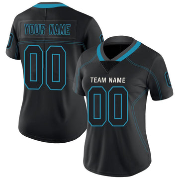 Custom Lights Out Black Panther Blue-Gray Football Jersey