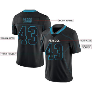 Custom Lights Out Black Panther Blue-Gray Football Jersey