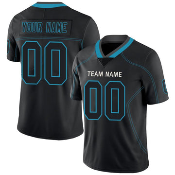 Custom Lights Out Black Panther Blue-Gray Football Jersey