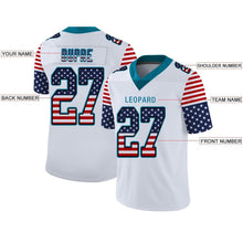 Load image into Gallery viewer, Custom White Panther Blue-Black USA Flag Fashion Football Jersey
