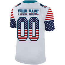 Load image into Gallery viewer, Custom White Panther Blue-Black USA Flag Fashion Football Jersey
