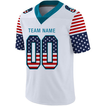 Custom White Panther Blue-Black USA Flag Fashion Football Jersey