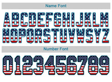 Load image into Gallery viewer, Custom White Panther Blue-Black USA Flag Fashion Football Jersey
